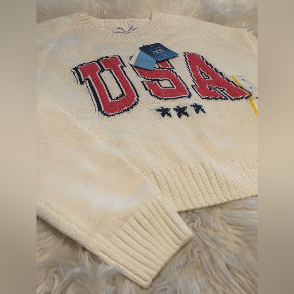 NWT BEAUTIFUL 🇺🇸 Grayson Threads White USA Sweater size S 🇺🇸 - Picture 5 of 8